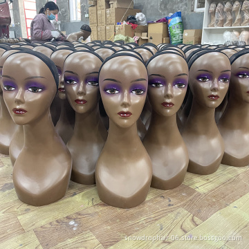 Wholesale beautiful make up brown size adjustable pretty realistic female head wholesale mannequin head for wig display